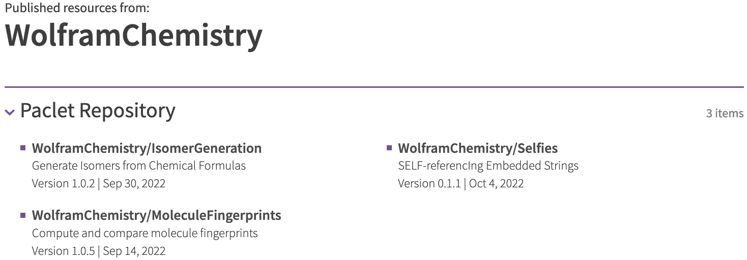 来自 WolframChemistry 的已发布资源